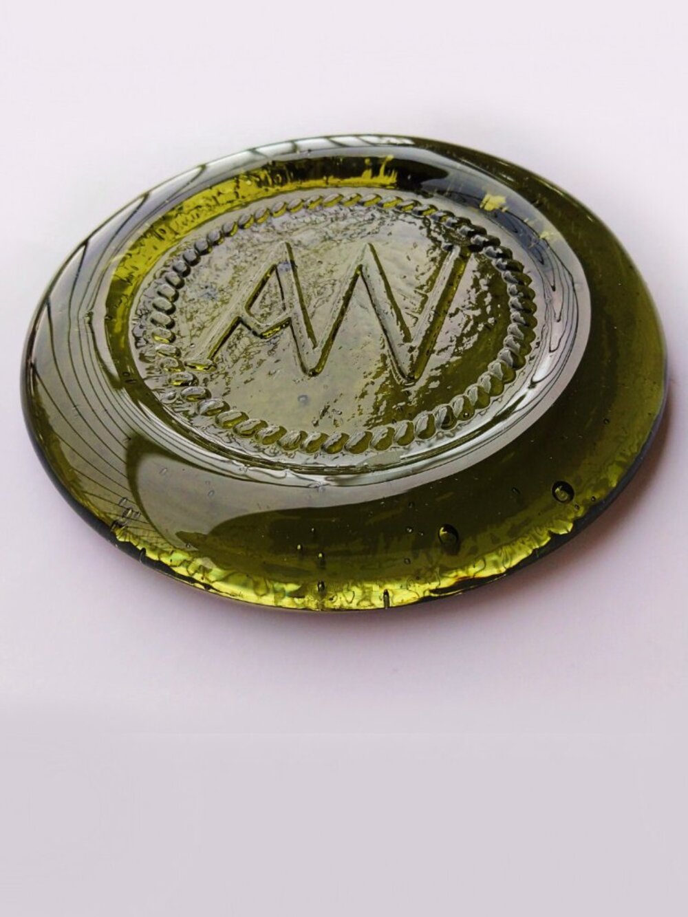 Vintage Jamestown Green Glass Augustine Washington Souvenir Paperweight